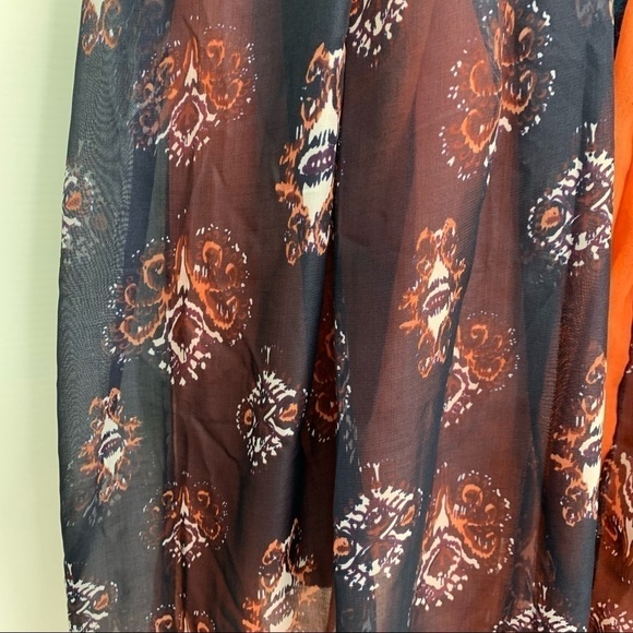 Boho Scarf Double Sheer Layer 74" Long Floral Medallion - Picture 5 of 9